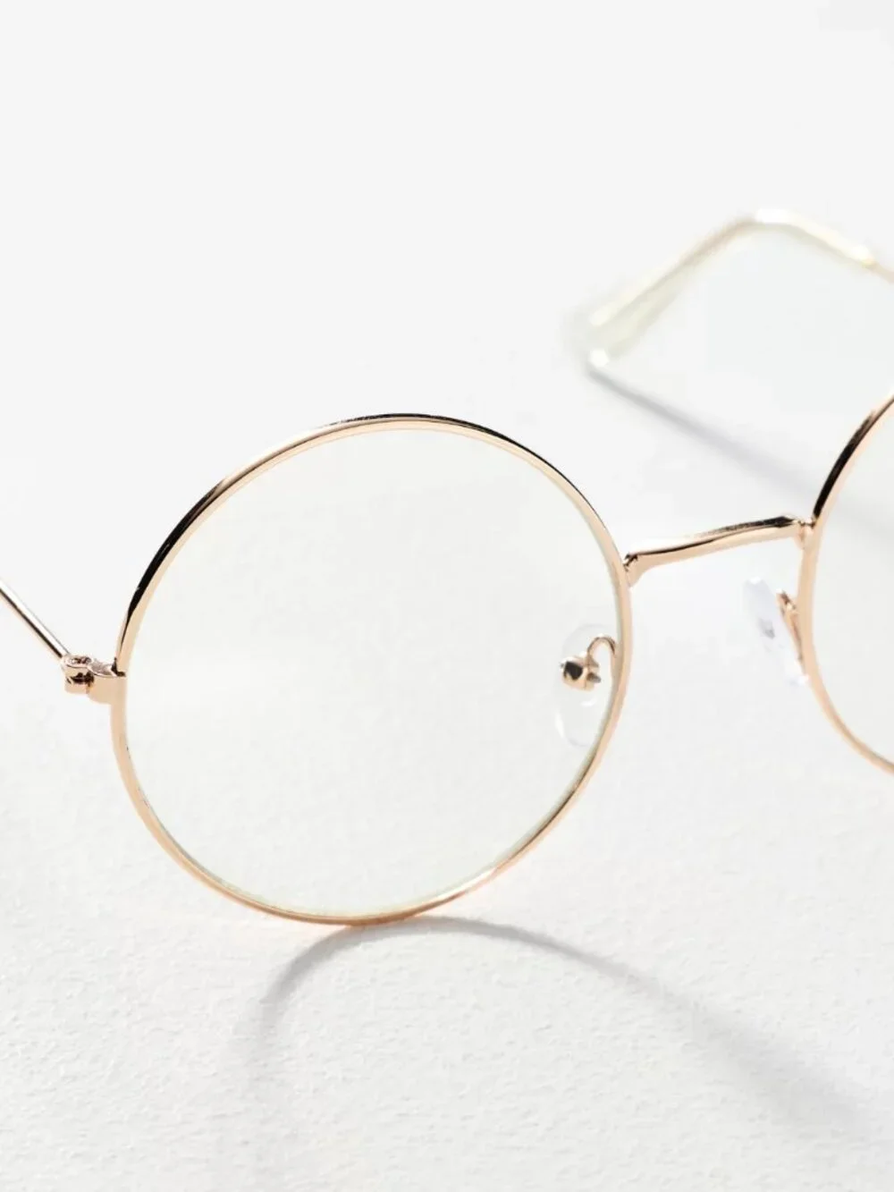 Anthropologie Gold Wire Frame Clear Lens Glasses Round Oversized